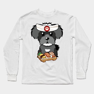 Sushi Chef Cute Schnauzer Long Sleeve T-Shirt